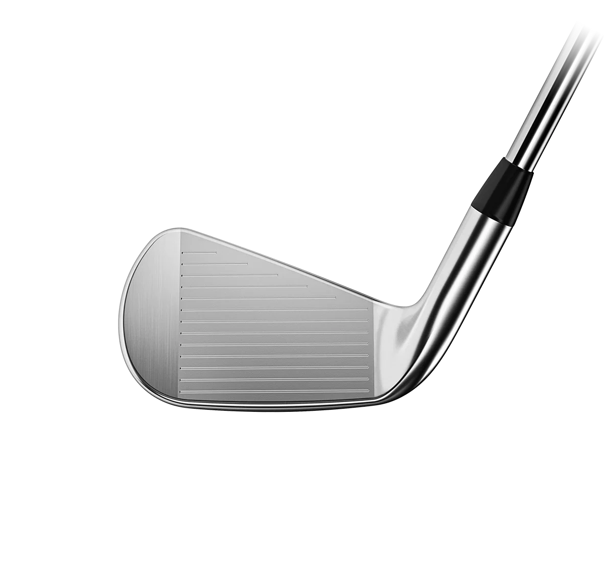 Close-up of Titleist T200 golf iron club face, silver finish, men's golf equipment