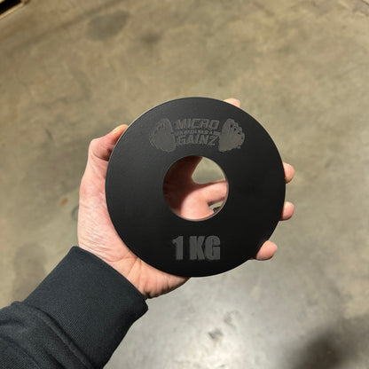 Micro Gainz Olympic Size Kilogram Fractional Steel Weight Plates 1 KG Plates: Set of 2