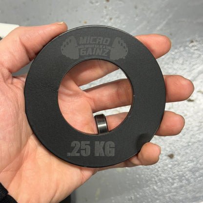 Micro Gainz Olympic Size Kilogram Fractional Weight Plates Set of 4 Steel Plates (2-.25KG and  2-.50KG)