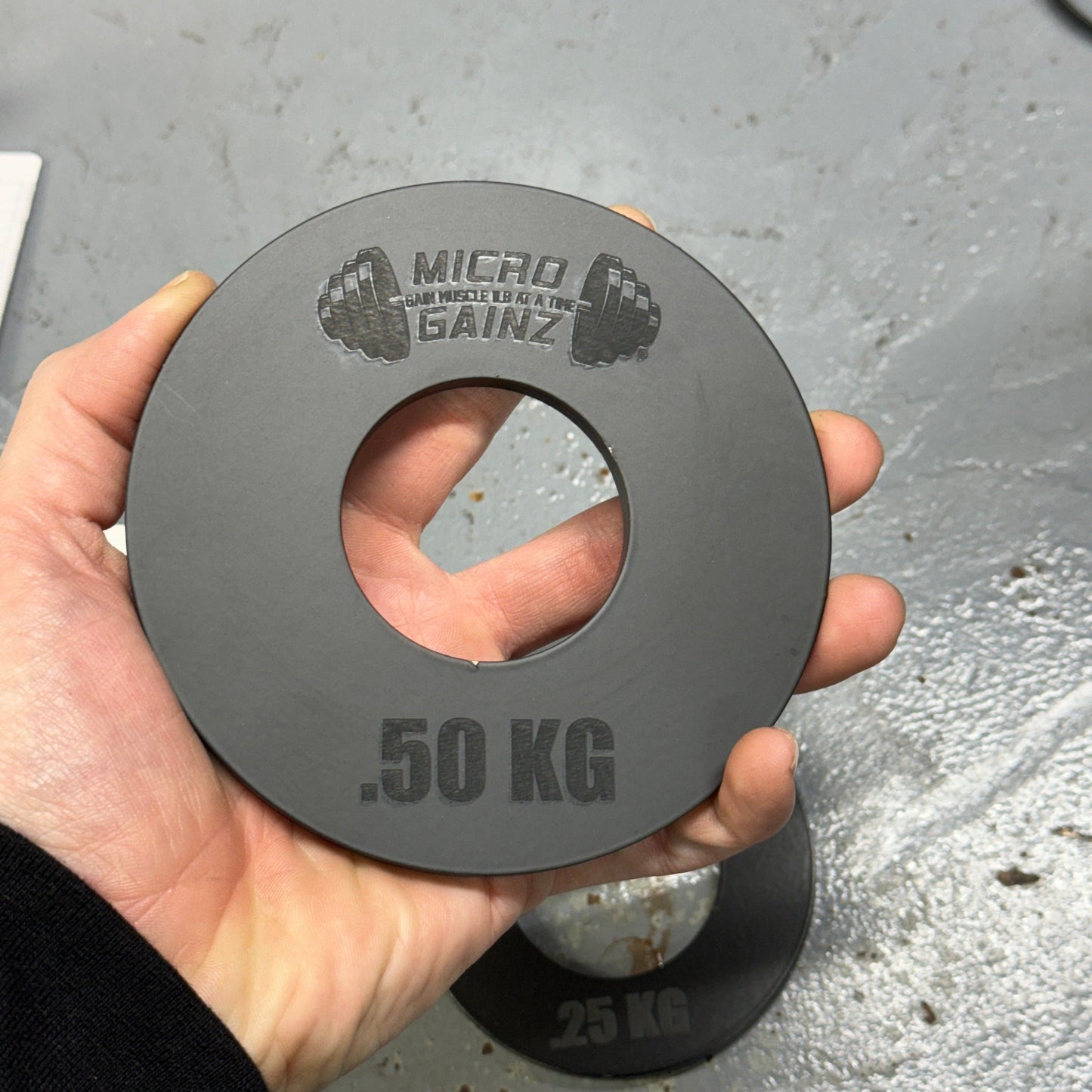 Micro Gainz Olympic Size Kilogram Fractional Weight Plates Set of 4 Steel Plates (2-.25KG and  2-.50KG)