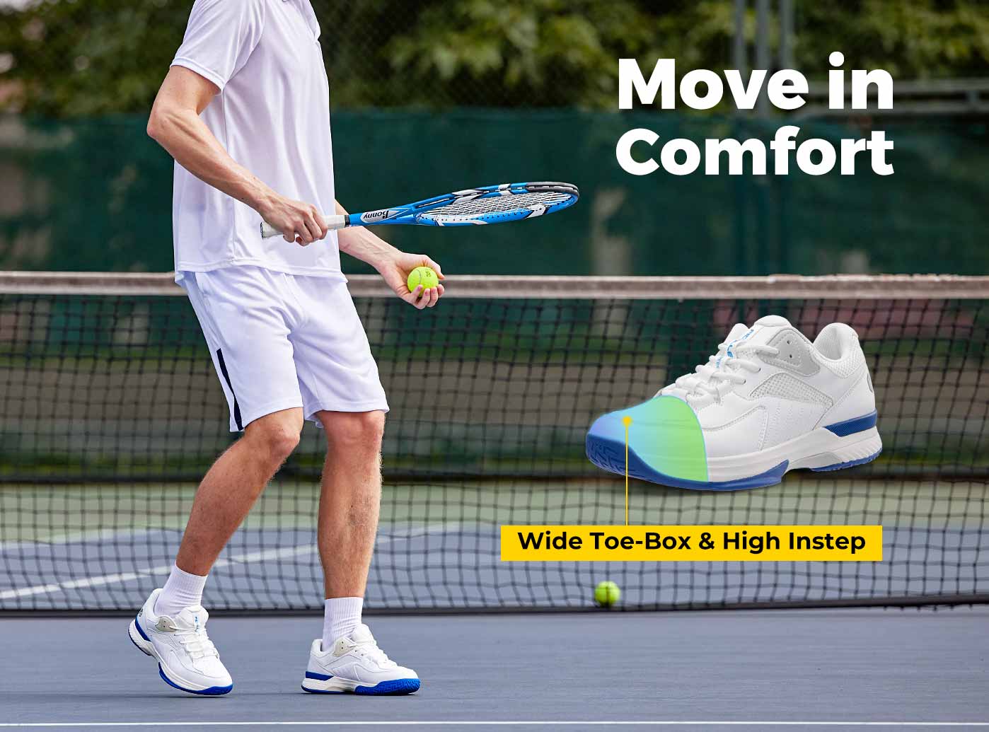 FitVille Men's Court Tennis Amadeus V1 (White) - Mann