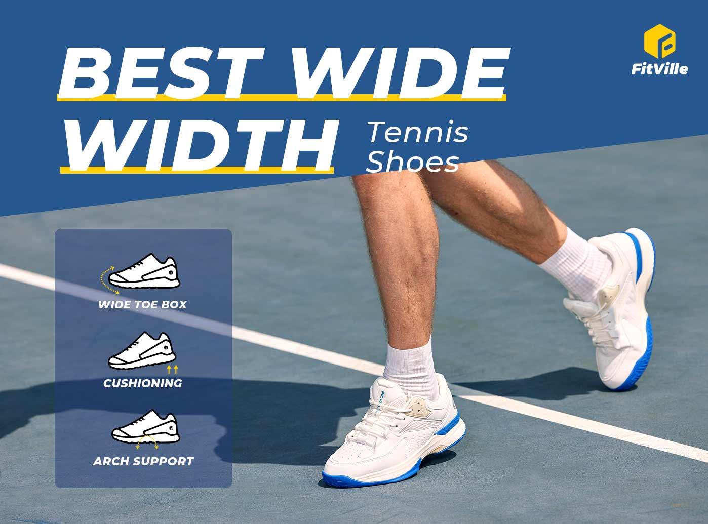 FitVille Men's Court Tennis Amadeus V1 (White) - Mann