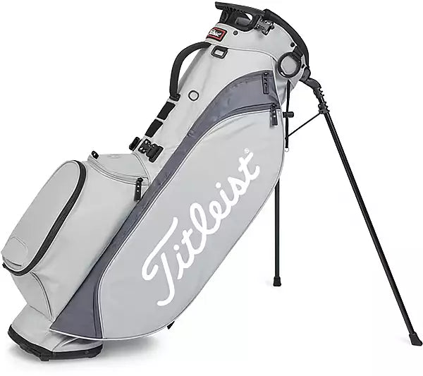 Gray Titleist golf stand bag with graphite accents on white background, men's golf gear