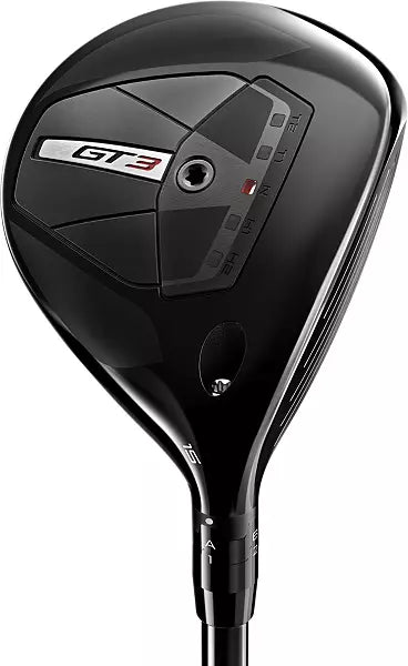 GT3 black golf club head with modern design and branding for men’s golfing gear