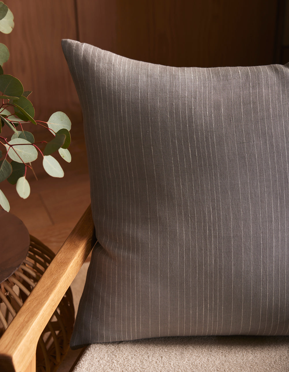Cozy Earth Striped Linen Throw Pillow