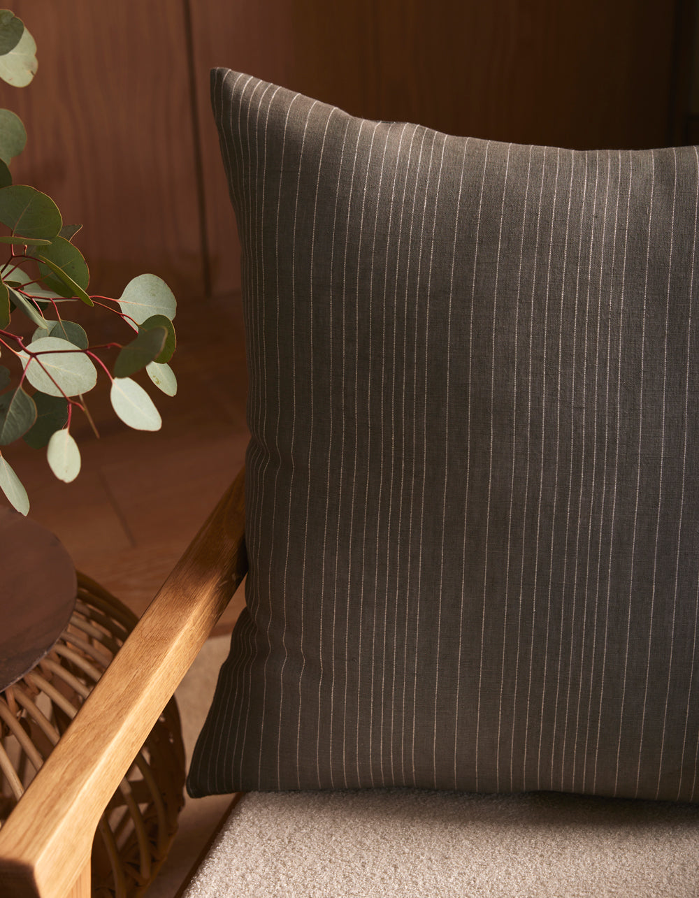 Cozy Earth Striped Linen Throw Pillow