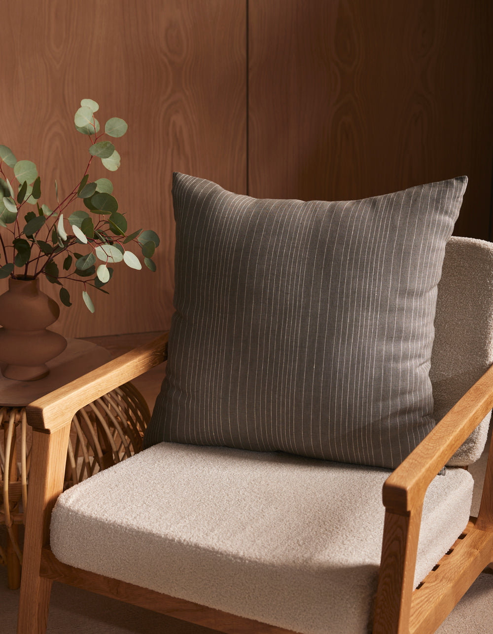 Cozy Earth Striped Linen Throw Pillow