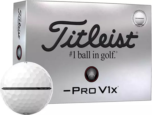 Titleist Pro V1x golf balls in white with black line, premium men's golf gear from Mann marketplace