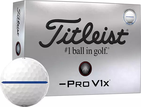 Titleist Pro V1x golf ball white with blue line and retail box, men's golf accessories