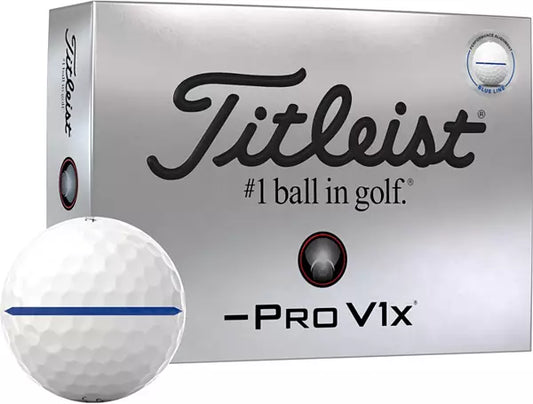 Titleist Pro V1x golf ball white with blue line and retail box, men's golf accessories