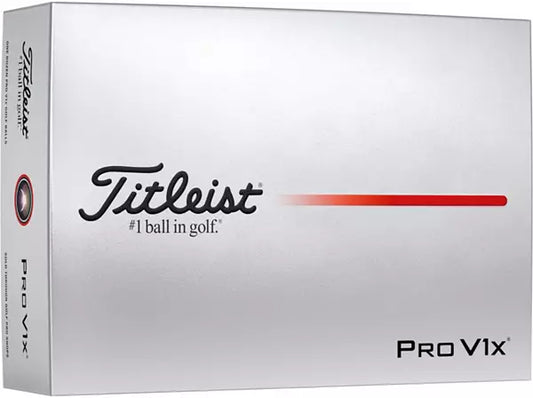 Titleist Pro V1x golf balls box with sleek silver packaging, men's golf accessories