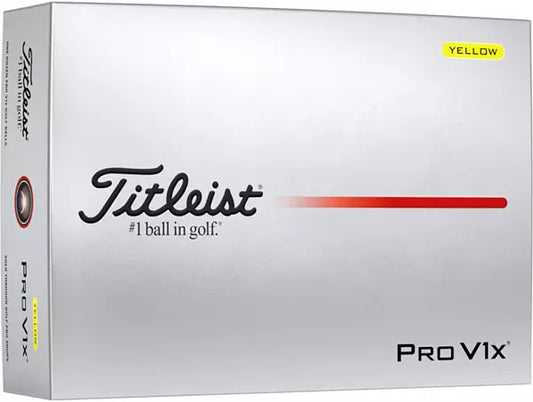 Titleist Pro V1x yellow golf balls box with branding for men's sports on Mann marketplace