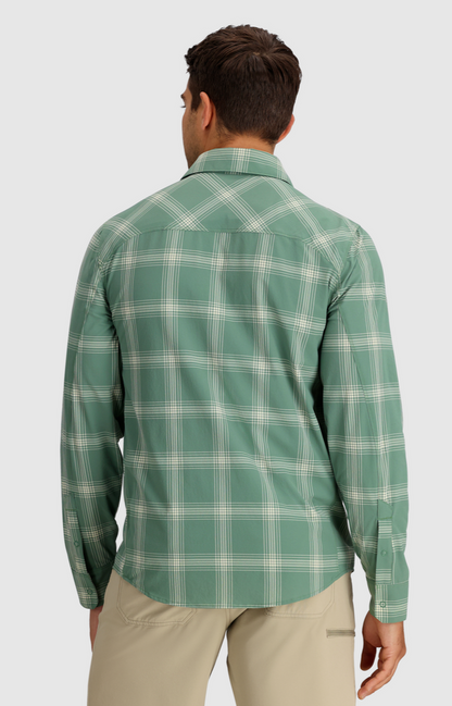 Outdoor Research Astroman Button Long Sleeve UPF 30 Sun Shirt 'Balsam Plaid'