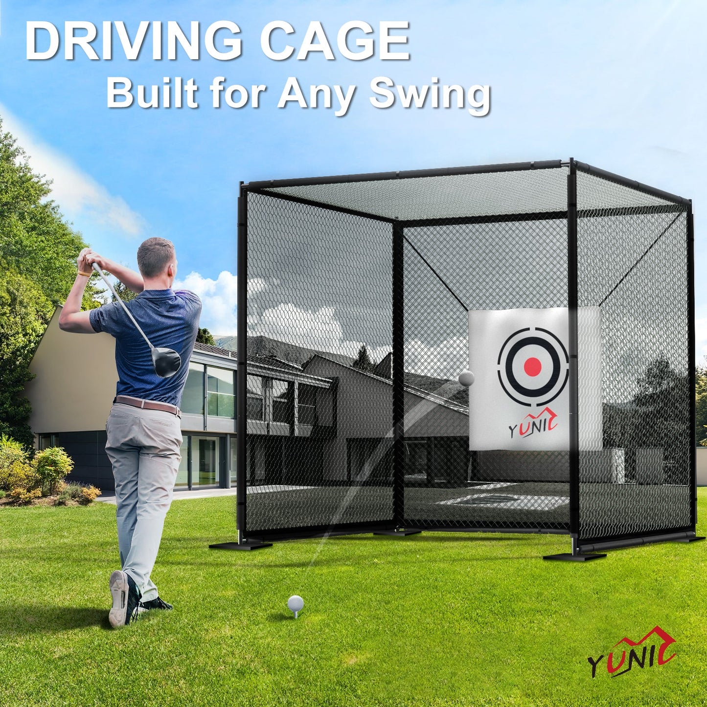 Yunic Golf Driving Practice Cage (Black) - Mann
