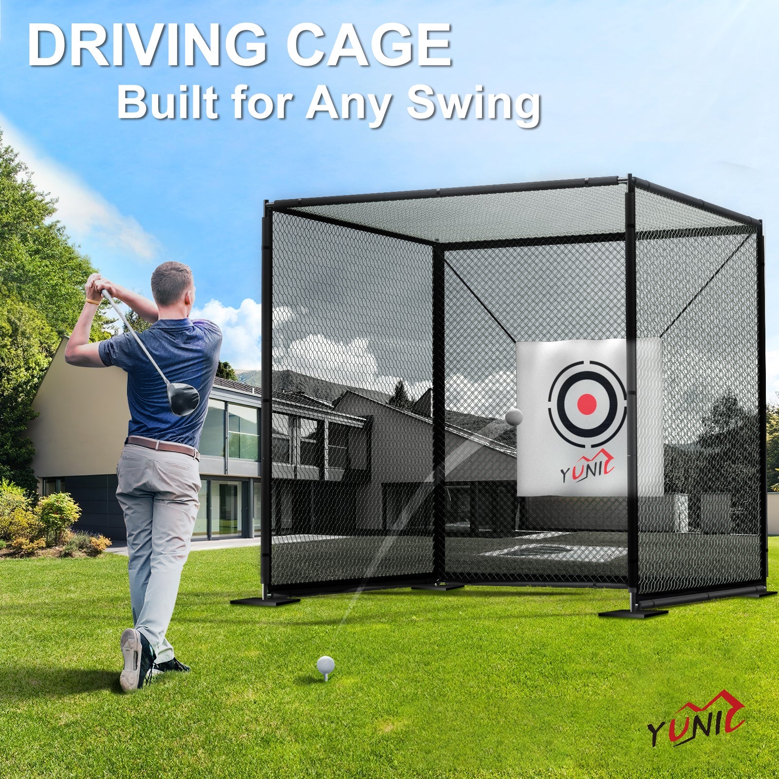 Yunic Golf Driving Practice Cage (Black) - Mann