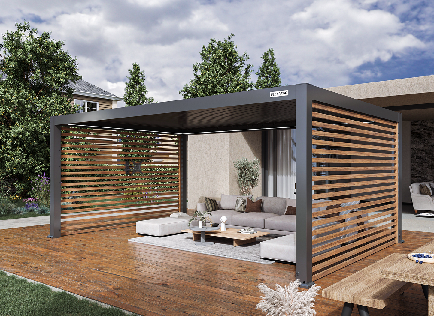 FlexPatio Wood-Grain Slat Walls