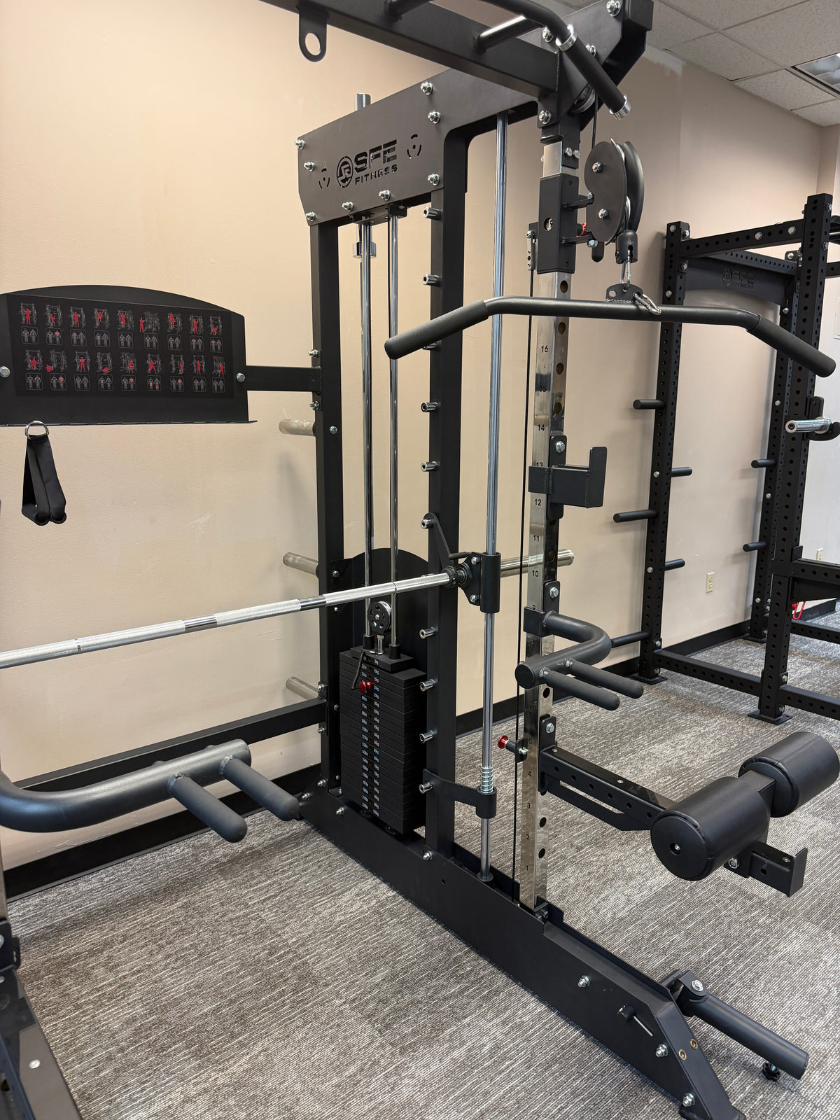 SFE All-in-One Home Gym, Power Rack w/ Smith Machine & Functional Trainer w/ 2x - 220lb Weight Stacks