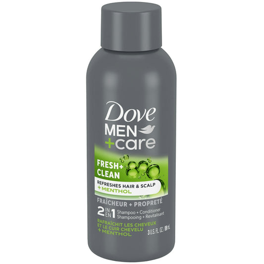 Dove Men+Care Fresh & Clean 2-in-1 Travel Shampoo + Conditioner, 89 ml