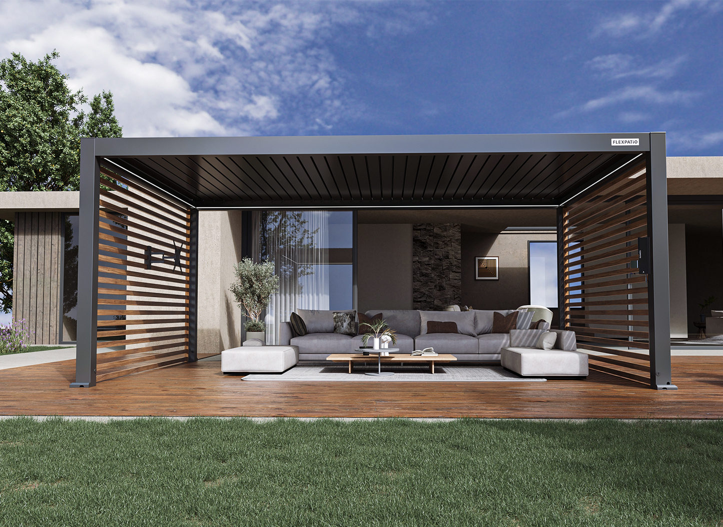 FlexPatio Wood-Grain Slat Walls