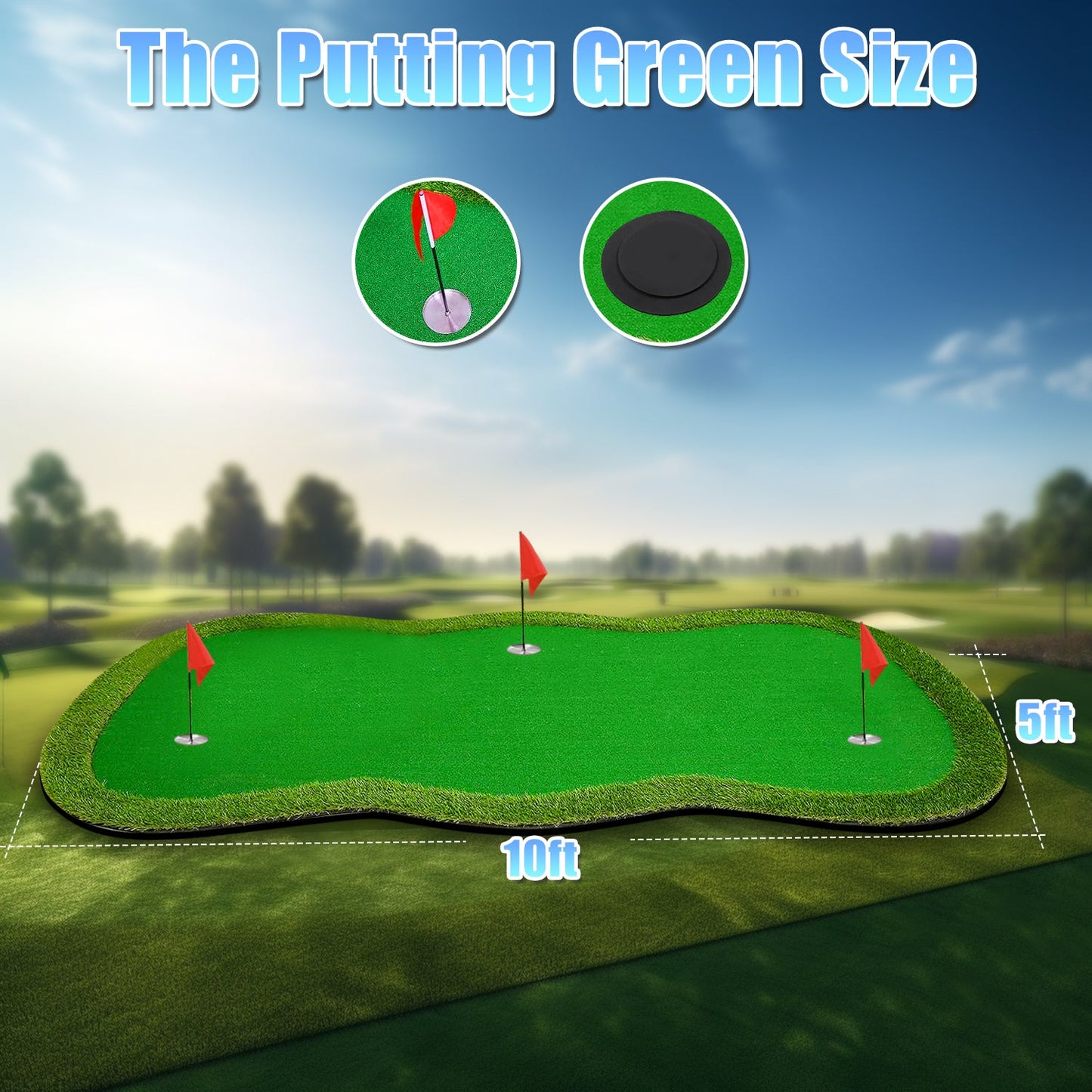 Yunic Golf Putting Green (5ft x 10ft) - Mann