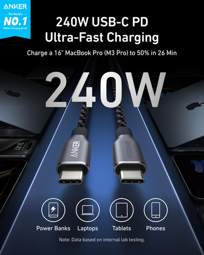 Anker Prime USB-C to USB-C Cable (240W, Upcycled-Braided) - Mann