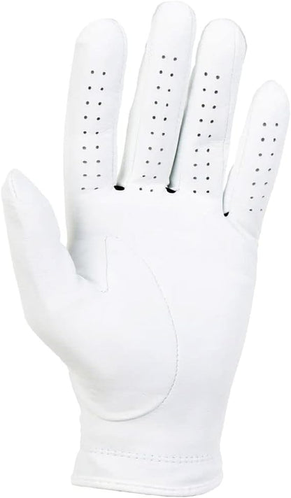 Men's white leather glove with ventilation holes, minimalist design, grooming accessory