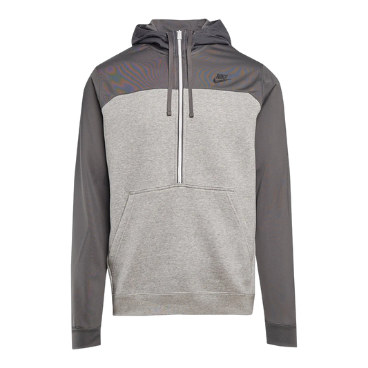Size S Nike Sportswear Fleece 1/2-Zip Men Hoodie 'Heather Grey/Charcoal'