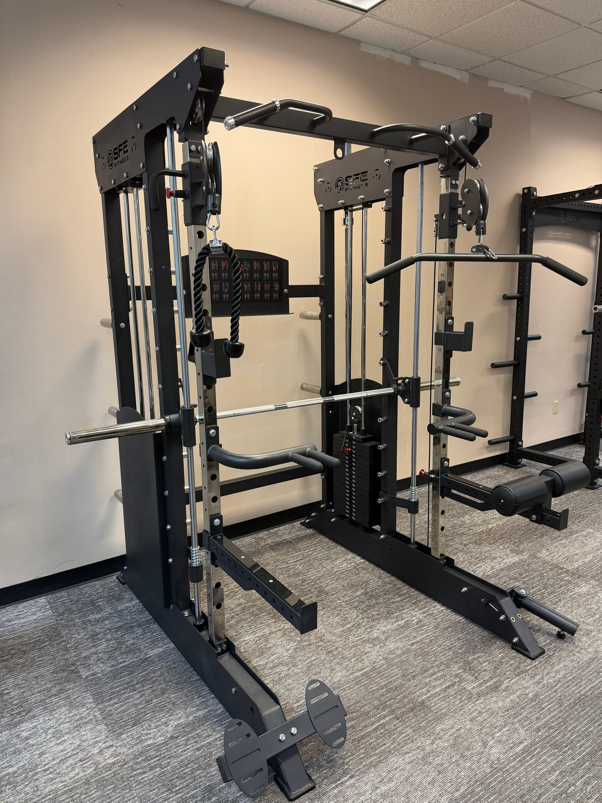 SFE All-in-One Home Gym, Power Rack w/ Smith Machine & Functional Trainer w/ 2x - 220lb Weight Stacks