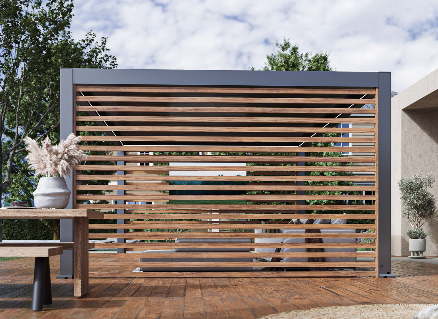 FlexPatio Wood-Grain Slat Walls