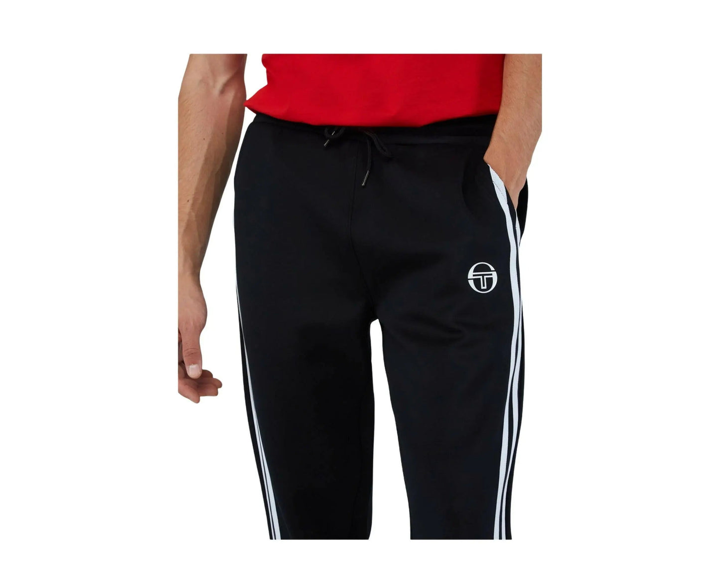 Size S Sergio Tacchini Prato Men Track Pants Black/White