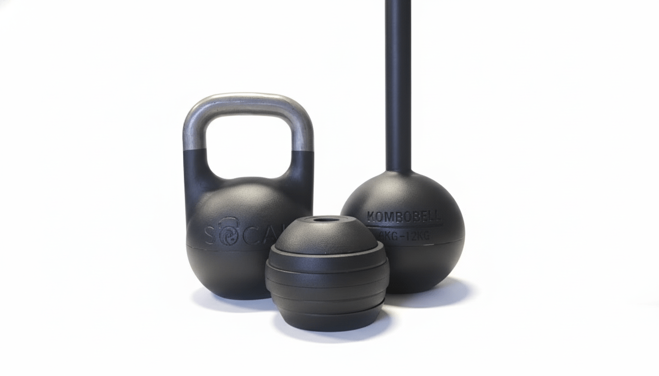 SoCal Kettlebellz 6–12 kg (13–26 lb) Adjustable Mace/Kettlebell System – Powder-Coated Cast-Iron – Black