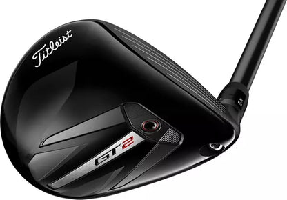 Titleist GT2 golf driver clubhead in black with white branding and metallic accents
