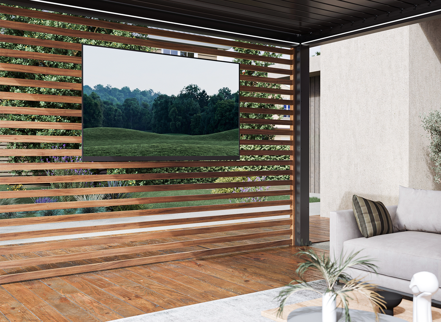 FlexPatio Wood-Grain Slat Walls