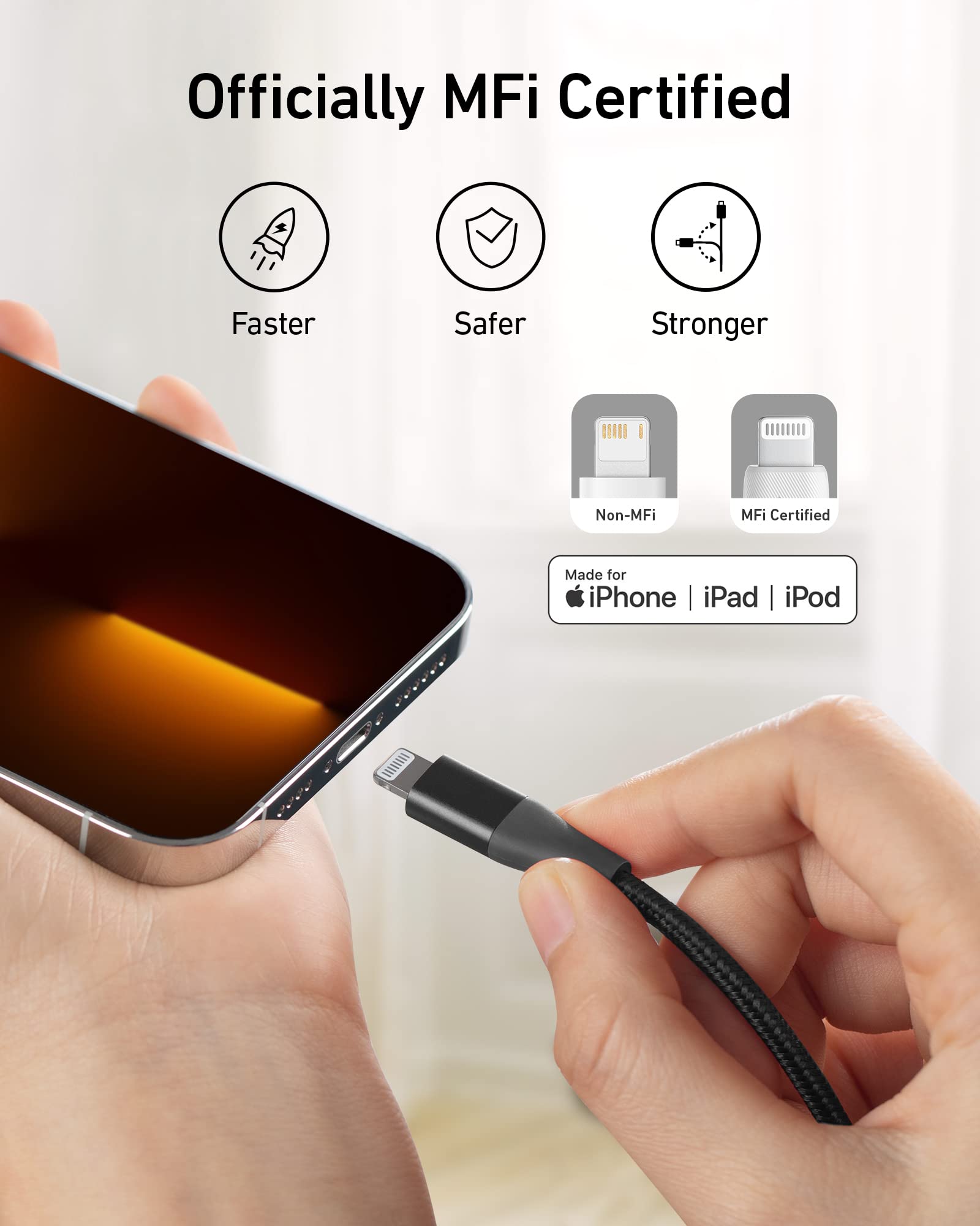 Anker 551 USB-A to Lightning Cable (3 ft / 6 ft / 10 ft) - Mann