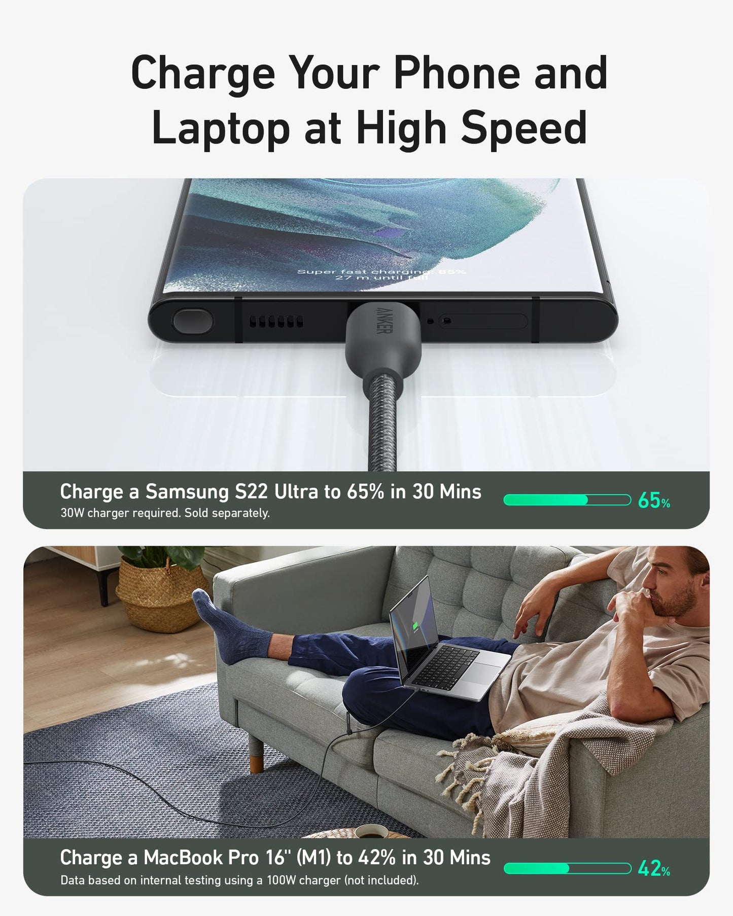 Anker 543 USB C to USB C Cable (240W, 10 ft) - Mann
