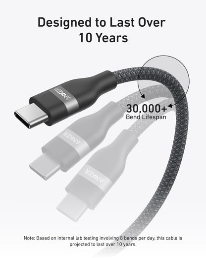 Anker USB-C to USB-C Cable (3 ft / 6 ft, 240W, Upcycled-Braided) - Mann