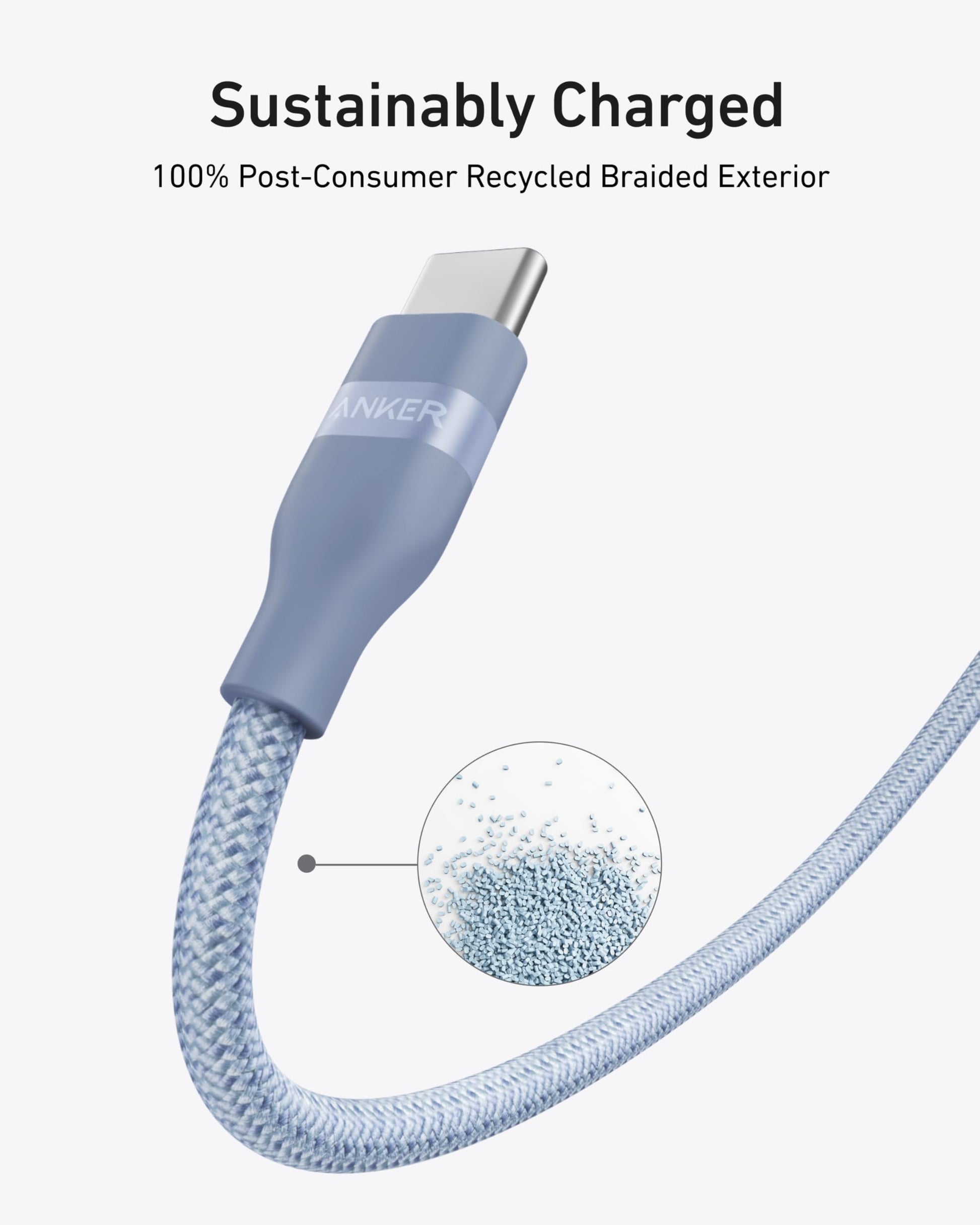 Anker USB-C to USB-C Cable (3 ft / 6 ft, 240W, Upcycled-Braided) - Mann