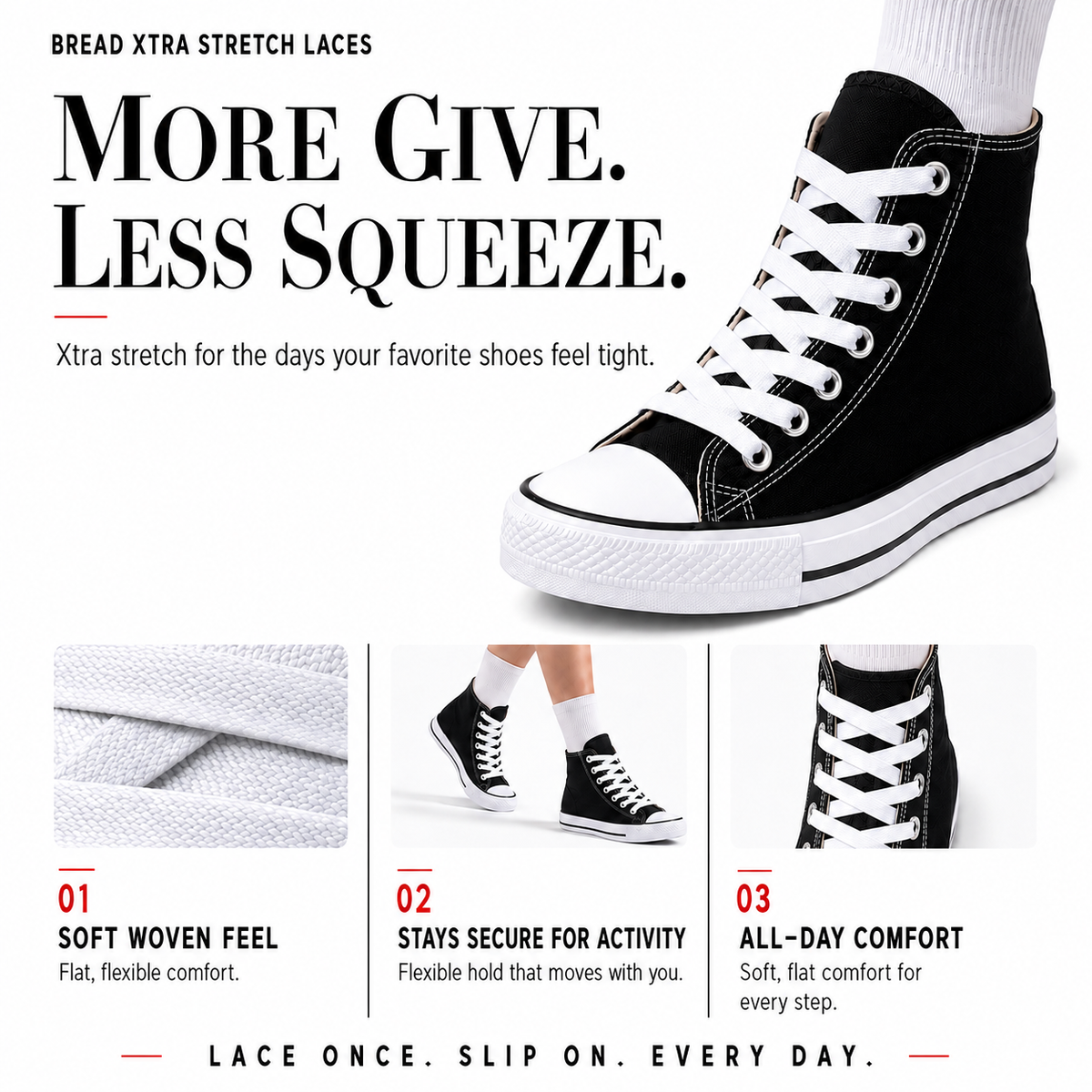 BREAD Xtra Stretch Flat Laces
