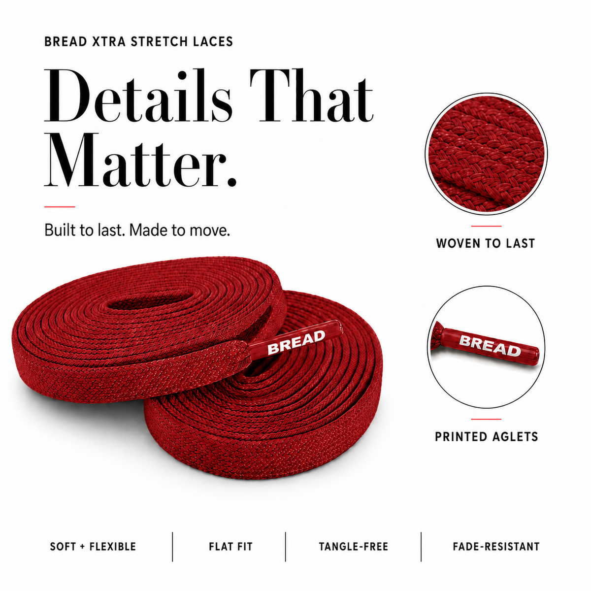 BREAD Xtra Stretch Flat Laces