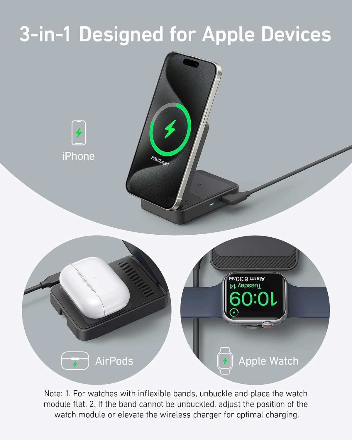 Anker MagGo Wireless Charging Station (Foldable 3-in-1) - Mann