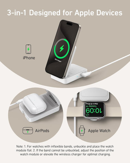 Anker MagGo Wireless Charging Station (Foldable 3-in-1) - Mann