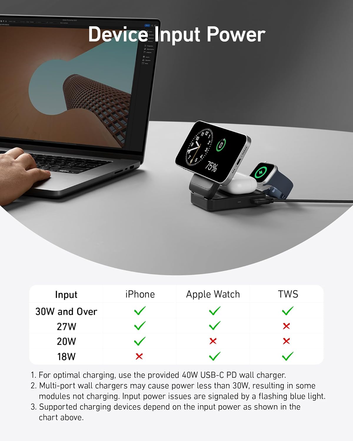 Anker MagGo Wireless Charging Station (Foldable 3-in-1) - Mann