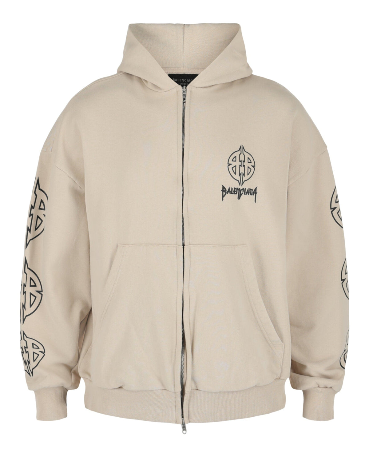 Size S Balenciaga Metal BB Stencil Zip-Up Hoodie