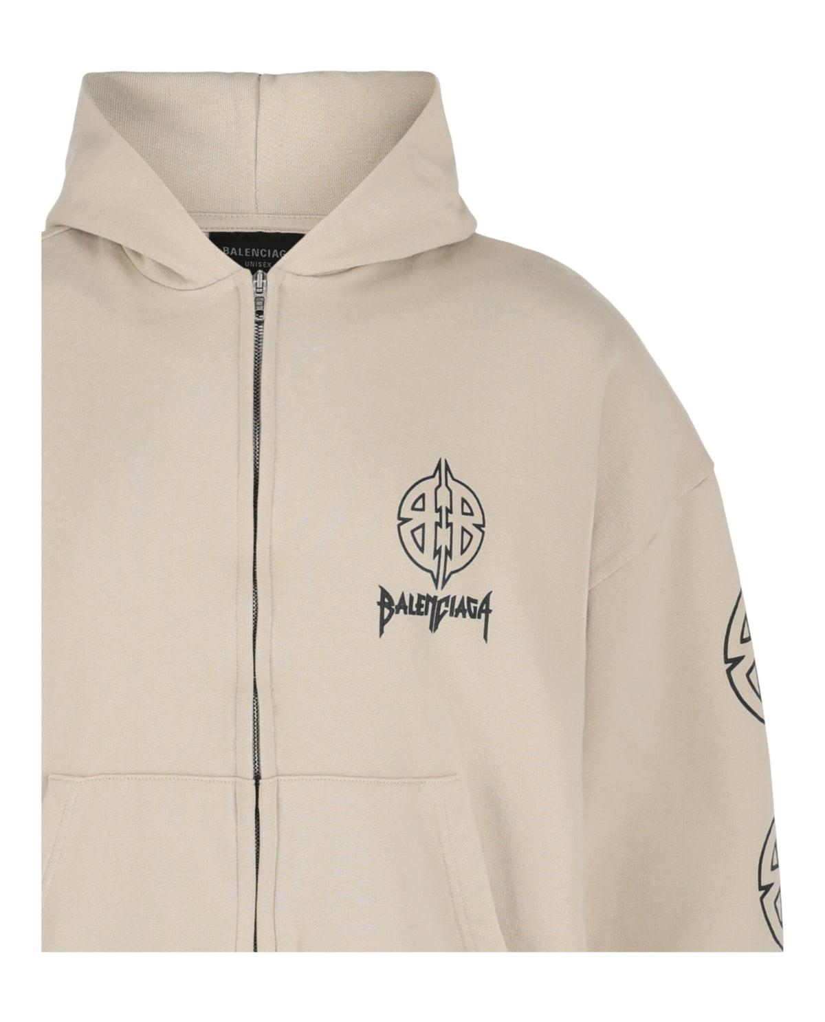 Size S Balenciaga Metal BB Stencil Zip-Up Hoodie