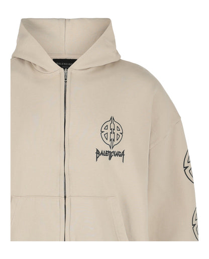Size S Balenciaga Metal BB Stencil Zip-Up Hoodie