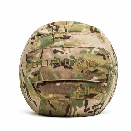 GORUCK 80 lb camouflage medicine ball for men's fitness training, lifestyle gear