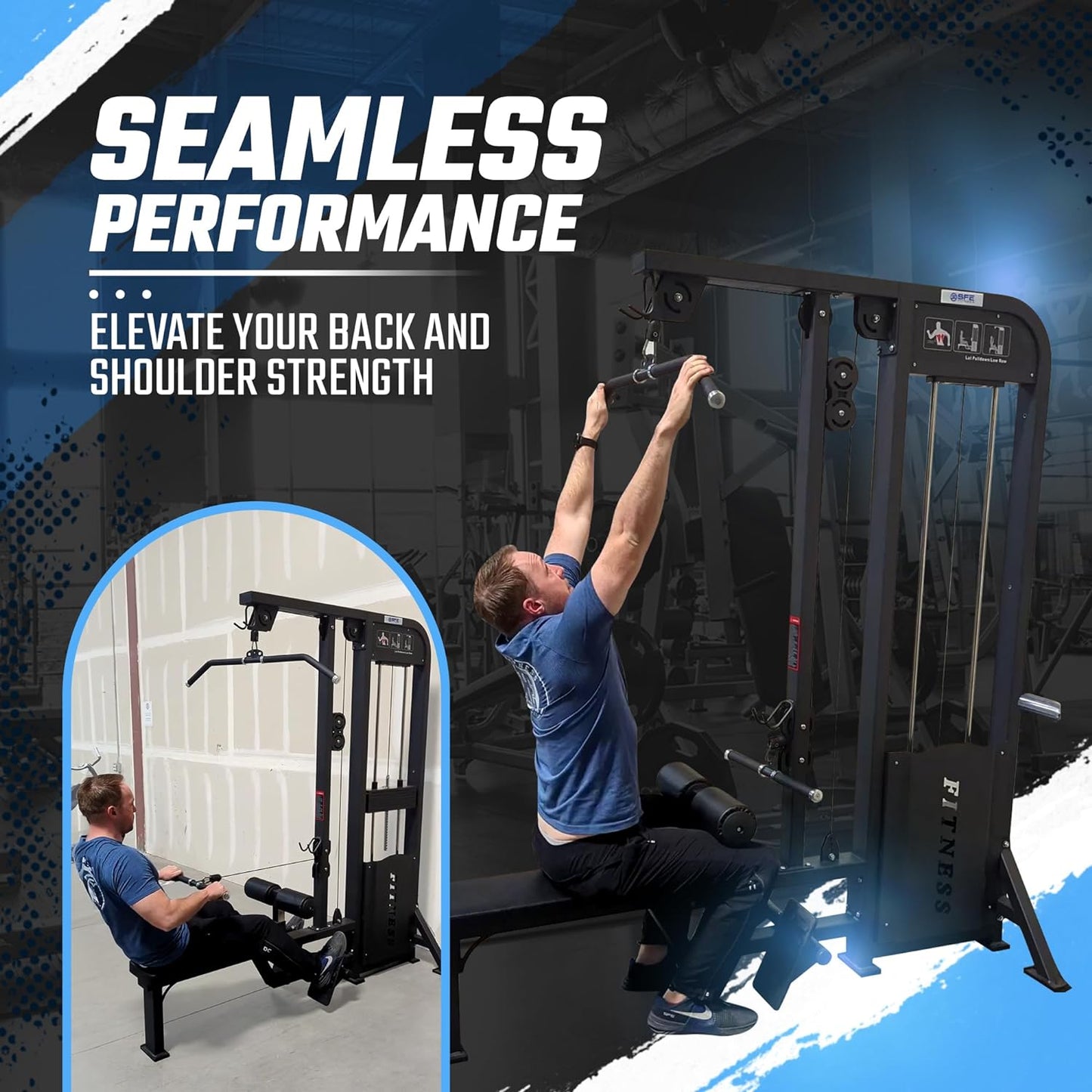 SFE Selectorized Lat Pulldown & Low Row Combo w/ 250lb Weight Stack