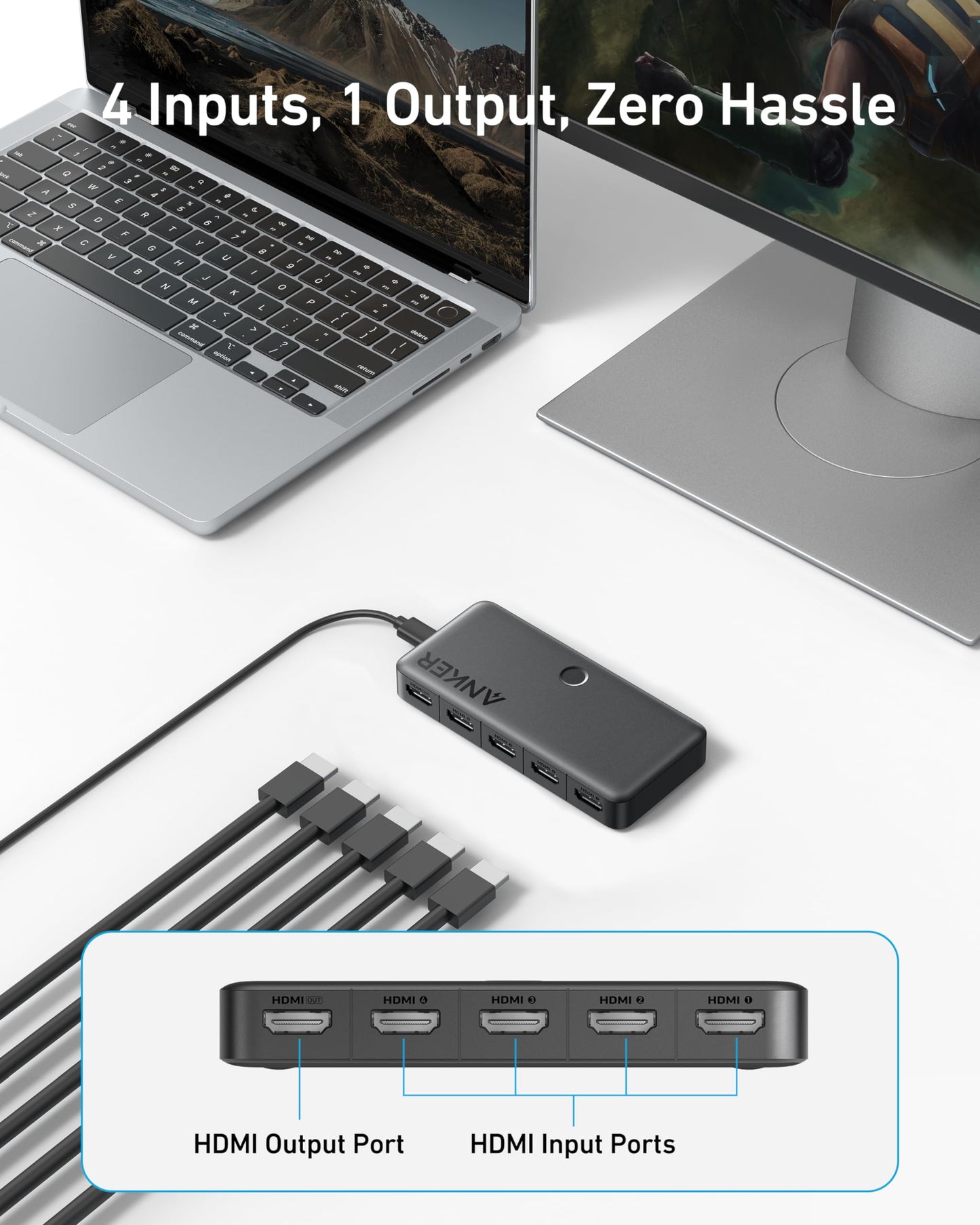 Anker HDMI Switch (4 in 1 Out, 4K HDMI) - Mann