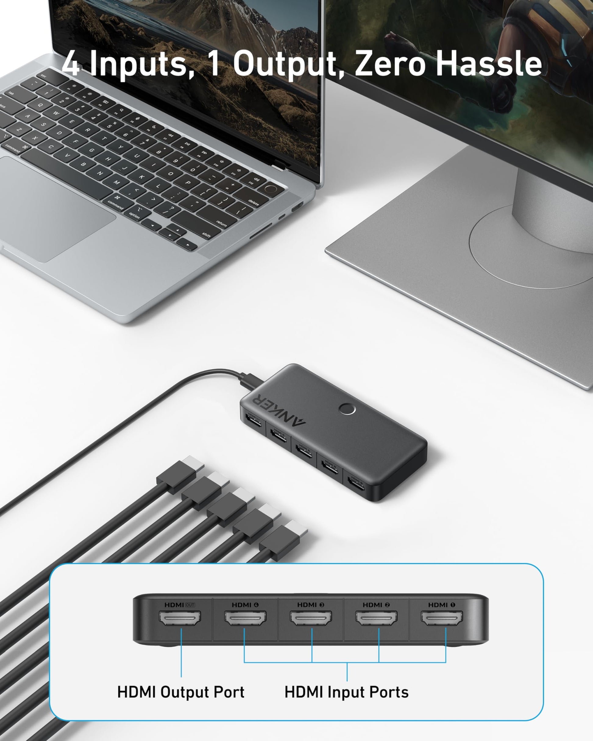 Anker HDMI Switch (4 in 1 Out, 4K HDMI) - Mann