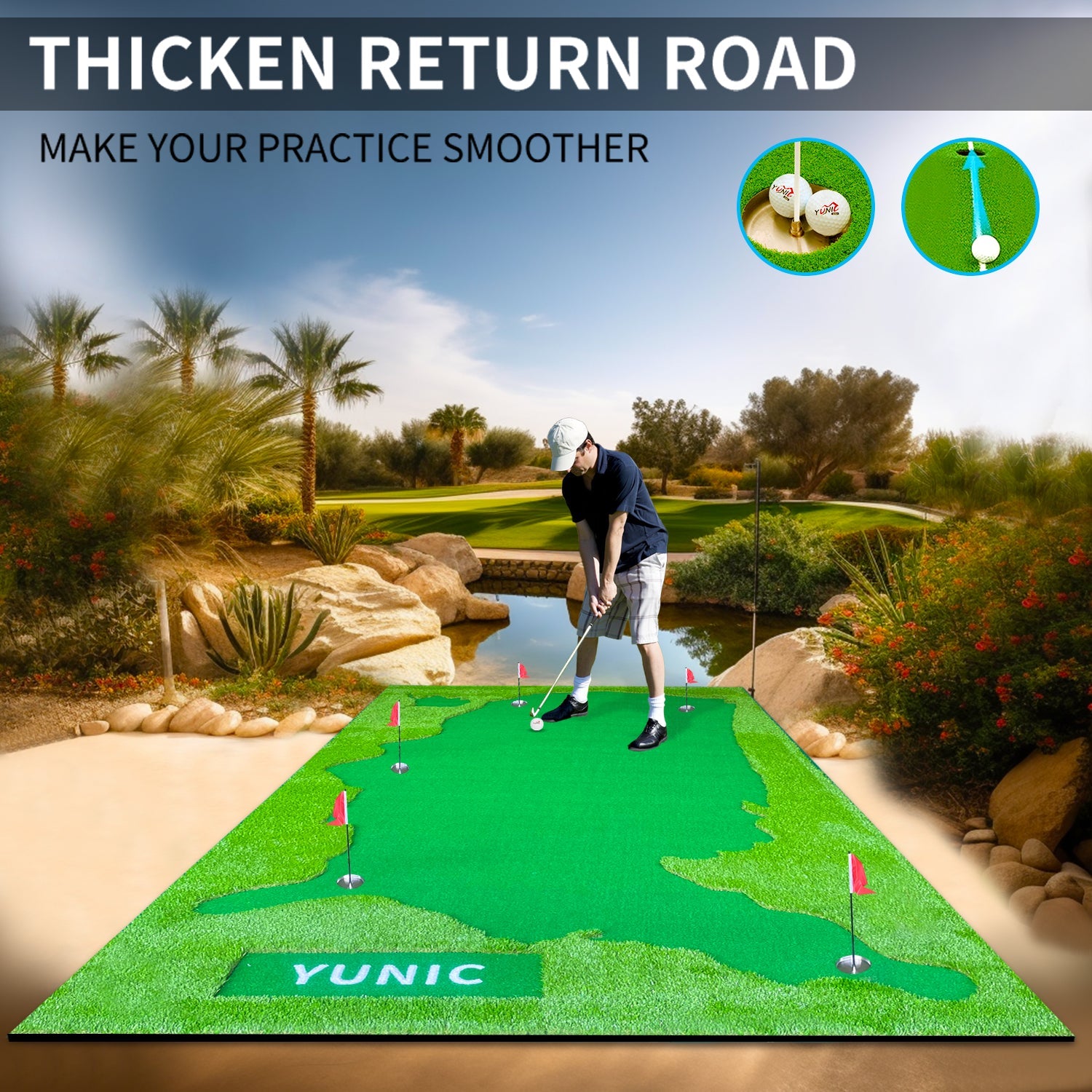 Yunic Golf Putting Green (16ft, Style US Map) - Mann